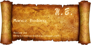 Mancz Bodony névjegykártya